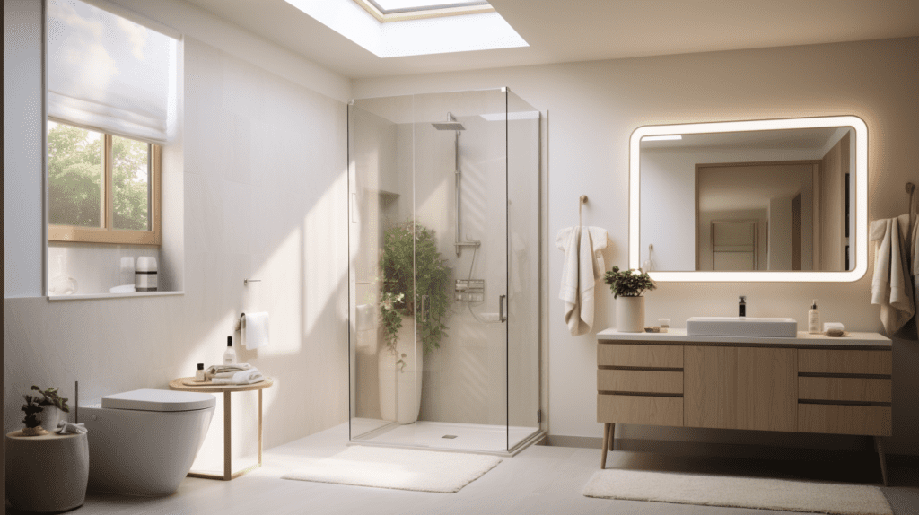 newly renovated bathroom with modern fixtures